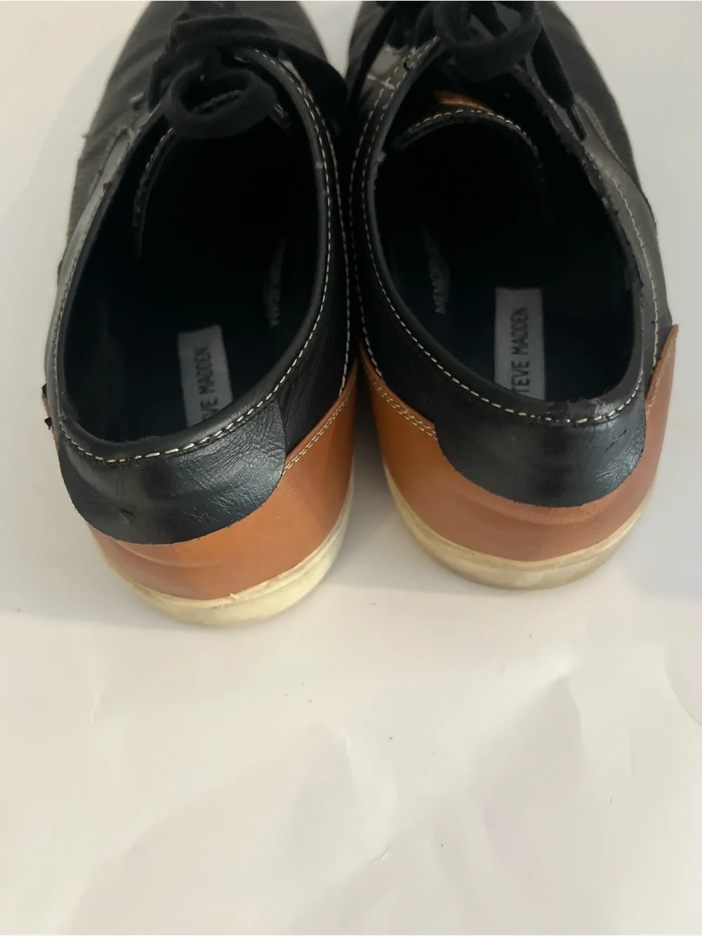 Steve Madden Men's Black Lace-Up Perforated Casual Shoes Memory Foam SZ 13